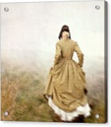 Victorian Woman Running On The Misty Moors Acrylic Print