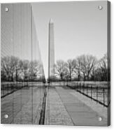 Vietnam War Memorial With Washington Monument In Background Acrylic Print