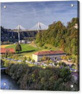 View Of Poya Bridge, Fribourg, Switzerland, Hdr Acrylic Print