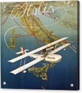 Vintage 1920s Island Plane Shuttle Italian Travel Acrylic Print