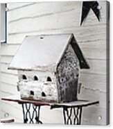 Vintage Martin Birdhouse In The Snow Acrylic Print