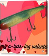 Vintage Fishing Lure Valentine Card Acrylic Print