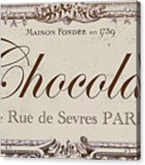 Vintage Paris Chocolate Sign Acrylic Print