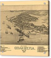 Vintage Pictorial Map Of Cedar Key Fl Acrylic Print