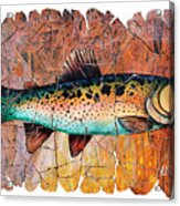 Vintage Red Trout Fresco  Every Fisherman Should Have Inspiring Art And Of Course A Fisherman Prayer Acrylic Print