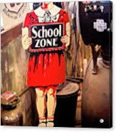 Vintage School Zone Sign Acrylic Print