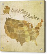 Vintage United States Of America Acrylic Print