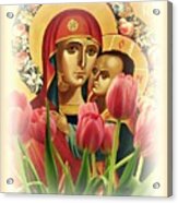 Virgin Mary And Tulips Acrylic Print