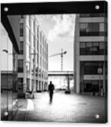 Walking Alone - Dublin, Ireland - Black And White Street Photography Acrylic Print
