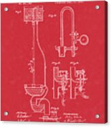 Water Closet Patent Art Red Acrylic Print