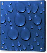 Water Drops Pattern On Blue Background Acrylic Print