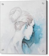 Watercolor Abstract Girl With Hair Bun Acrylic Print