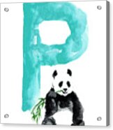 Watercolor Alphabet Giant Panda Poster Acrylic Print
