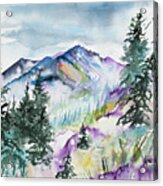 Watercolor - Long's Peak Summer Landscape Acrylic Print