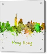 Watercolor Skyline Of Hong Kong Acrylic Print