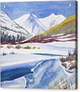 Watercolor - Winter Landscape Near Crested Butte Acrylic Print