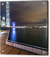 Waterront Promenade Along The Victoria Harbour In Hong Kong Acrylic Print