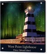 West Point Lighthouse Night Scene Acrylic Print