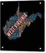 West Virginia Word Cloud Map 1 Acrylic Print
