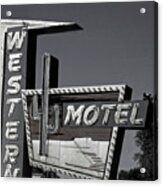 Western Motel In Black And White Acrylic Print