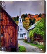 White Church In Autumn - Waits River Vermont Acrylic Print