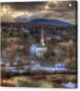 White Church In Vermont Acrylic Print