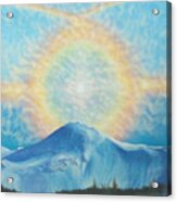 Who Makes The Clouds His Chariot Fire Rainbow Over Alberta Peak Acrylic Print
