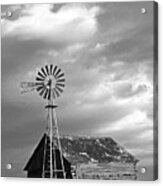 Windmill And Barn At Sunset Acrylic Print
