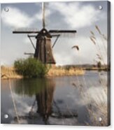 Windmill At Kinderdijk In Holland Acrylic Print