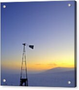 Windmill Winter Sunset Acrylic Print