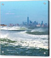 Windy View Of Nyc From Sandy Hook Nj Acrylic Print