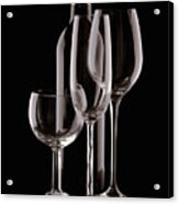 Wine Bottle And Wineglasses Silhouette Acrylic Print