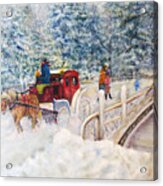 Winter Carriage In Central Park Acrylic Print