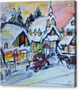 Winter Village Scene Acrylic Print