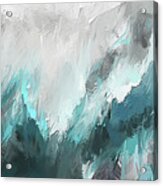 Wintery Mountain- Turquoise And Gray Modern Artwork Acrylic Print
