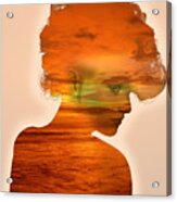 Woman And A Sunset Acrylic Print