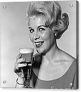 Woman Drinking Beer, C.1960s Acrylic Print