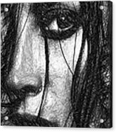 Woman Sketch In Black And White Acrylic Print