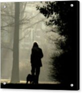 Woman Walking Dog Acrylic Print