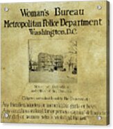 Women's Bureau House Of Detention Poster 1921 Acrylic Print