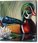 Wood Duck And Lily Pad Acrylic Print