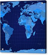 World Map In Blue Acrylic Print