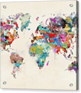 World Map Watercolor Acrylic Print