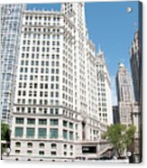 Wrigley Building Overlooking The Chicago River Acrylic Print
