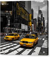 Yellow Cabs Cruisin On The Times Square Acrylic Print