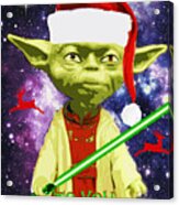 Yoda Wishes To You Merry Christmas Acrylic Print