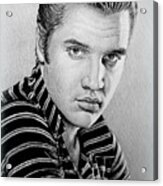 Young Elvis Bw Acrylic Print