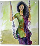 Young Woman On A Swing Acrylic Print