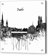 Zurich Black And White Skyline Acrylic Print