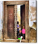 African Kids Playing In Stonetown Zanzibar 3609 Street Photography Tanzania Africa Acrylic Print